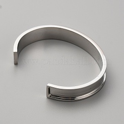 Bracelets manchettes rainurés en acier inoxydable 304&nbsp;BJEW-WH0019-07P