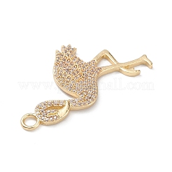 Placcatura a cremagliera in ottone con micro pavé di ciondoli a forma di uccello in zirconi cubici trasparenti&nbsp;KK-L155-67G