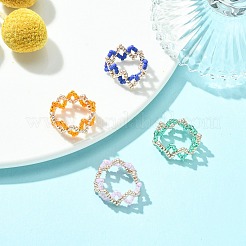Anello da dito con onda di perline intrecciate con semi di vetro&nbsp;RJEW-MZ00011