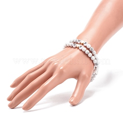Set di braccialetti stretch in howlite naturale da 2 pezzo&nbsp;BJEW-JB08673-02