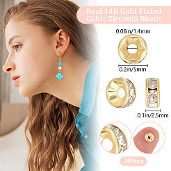 200 perlina in ottone con zirconi cubici trasparenti&nbsp;KK-BBC0015-87A