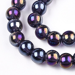 Chapelets de perles en verre transparent électrolytique&nbsp;GLAA-T032-T8mm-AB03