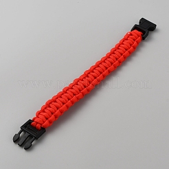 Bracelet de survie en cordon de polyester avec fermoirs en plastique pour la randonnée camping en plein air&nbsp;BJEW-WH0018-54A