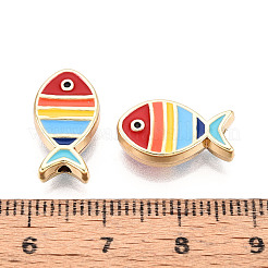 Perles d'émail en alliage de ton or clair&nbsp;FIND-N011-13KCG-01