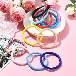 30 pièces 15 couleurs polymère argile heishi surfeur bracelets extensibles ensemble&nbsp;BJEW-SW00134