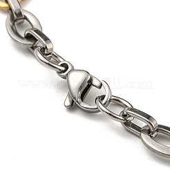 Bracelet à maillons ovales en acier inoxydable 201 bicolore avec placage ionique (IP)&nbsp;BJEW-B078-26GP