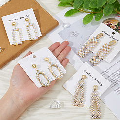 4 Paar 4 Stile goldene Legierung geometrische Ohrstecker mit Kunststoff-Imitationsperlen für Frauen&nbsp;EJEW-FI0002-57