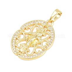 Pendentifs religieux en laiton sertis de micro-pavés de zircone cubique transparente&nbsp;KK-D258-38G-04