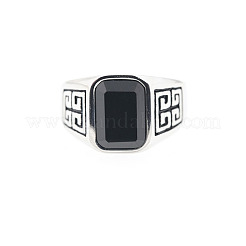 Anelli da uomo in acciaio inossidabile 304 e ossidiana&nbsp;FS-WG9DF95-03