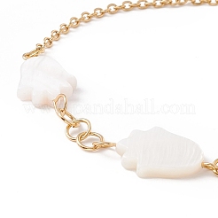 Pulsera de eslabones de mano de hamsa de concha sintética&nbsp;BJEW-F431-05G