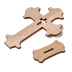 Ornements en bois découpés en croix non finis&nbsp;DJEW-H011-01B