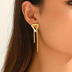 Orecchini a triangolo con nappe in acciaio inossidabile 201 con pavé di zirconi cubici per donna&nbsp;SW1190