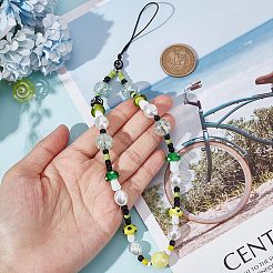Correa para la muñeca con cordón para teléfono móvil con cuentas de resina&nbsp;HJEW-WH0069-05