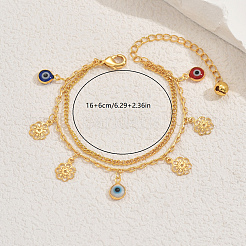 Bracelets multibrins en laiton avec gourmette et chaîne forçat&nbsp;DT4732