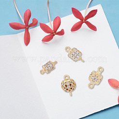 8 pz 4 stili in ottone micro pavimentano i ciondoli del connettore cubic zirconia trasparente&nbsp;KK-DC0003-36