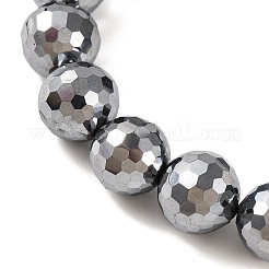 Braccialetti elasticizzati con perline rotonde sfaccettate in pietra terahertz per donna uomo&nbsp;BJEW-H590-04B-01