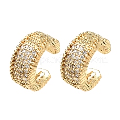 Boucles d'oreilles manchette en laiton en forme de C avec micro pavé de zircones cubiques transparentes&nbsp;EJEW-L316-01G-07
