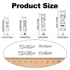 4 pz 4 stili chiusura per cinturino orologio in acciaio inossidabile 304 micro pavé con zirconi cubici trasparenti&nbsp;STAS-CJ0002-96