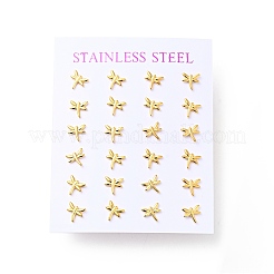 Pendientes pequeños de libélula de acero inoxidable 304 con pasadores de acero inoxidable 316 para mujer&nbsp;X-EJEW-J043-02G