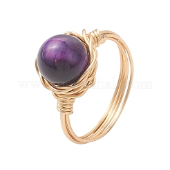 Natürliche Tigerauge Fingerringe&nbsp;RJEW-JR00986