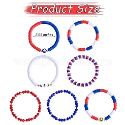 7pcs 7 Stil handgefertigte Fimo Heishi Surfer Stretch Armbänder Set&nbsp;BJEW-SW00076