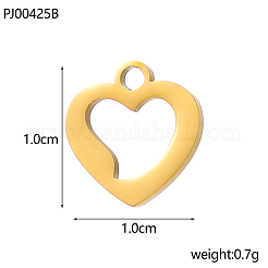 Pendentifs en acier inoxydable 304 avec breloques en forme de cœur&nbsp;STAS-OY004-47G