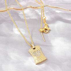 Collares ajustables con colgante rectangular de corazón y circonitas cúbicas micro pavé de latón.&nbsp;KK-CBA4547-08G-03