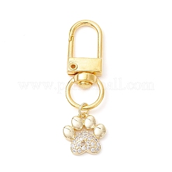 Pendentif décoratif en laiton avec empreinte de patte de chien et micro pavé de zircones cubiques&nbsp;HJEW-JM03954