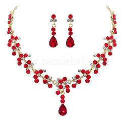 Collane pendenti con strass in lega a goccia e set di orecchini pendenti a bottone&nbsp;FS-WGE9DA1-03