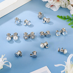 8 Stück 4 Stile Legierung Strass verstellbare Jeansknopfstifte&nbsp;AJEW-TA0003-31