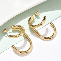 Boucles d'oreilles à tige en acier inoxydable 304 à deux couches en forme de C&nbsp;EJEW-Z098-18G