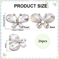 Cabochon a forma di farfalla con strass in lega color platino&nbsp;DIY-FG0009-98B