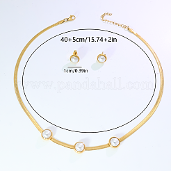 Sets aus Ohrsteckern aus Edelstahl und Imitationsperlen sowie Schlangenketten für Damen&nbsp;RK5130