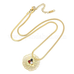 Colliers à pendentif en forme de serpent plat en acier inoxydable 304 avec pavé de zircones cubiques colorées et placage ionique (IP) pour femmes&nbsp;NJEW-K276-31G