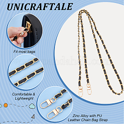 Alliage de zinc avec sangle de sac en chaîne en cuir PU&nbsp;AJEW-WH0472-65KCG