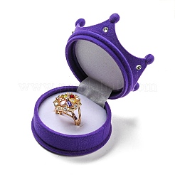 Beflockte Kunststoff-Kronen-Fingerring-Boxen&nbsp;CON-B008-01C