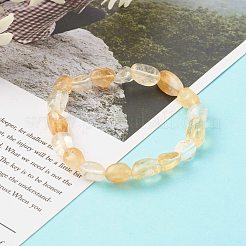 Bracelets extensibles en perles de citrine naturelle (teints et chauffés) pour enfants&nbsp;BJEW-JB06250-01