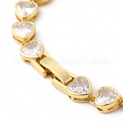 Klares Gliederkettenarmband mit kubischen Zirkonia-Herzen&nbsp;LS-BJEW-E073-05G
