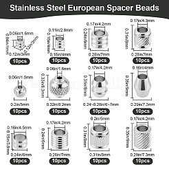 120 Stück 12 Stile 201 Edelstahl europäischen Perlen&nbsp;STAS-SP0001-82