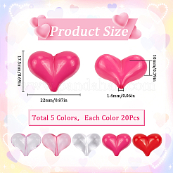 100pcs 5 Farben undurchsichtige und transparente Acrylperlen&nbsp;MACR-SC0001-78