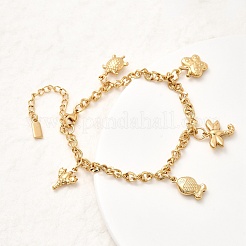 Bracelets à breloques en acier inoxydable 304&nbsp;BJEW-P368-07B-G