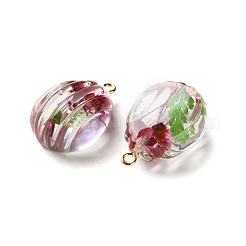 Colgantes de resina transparente con flores secas en el interior&nbsp;LS-RESI-A043-06B