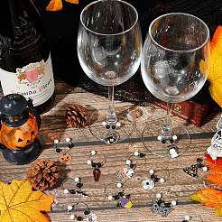 12 Stück Weinglasanhänger mit Halloween-Motiv aus Legierung&nbsp;AJEW-SC0002-08