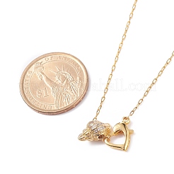 Collier pendentif coeur et conque avec chaîne forçat pour femme&nbsp;NJEW-JN03796
