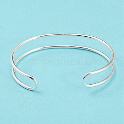 Gestellplattierte Messing-Manschettenarmbänder mit Doppellinien für Damen&nbsp;BJEW-M304-01S