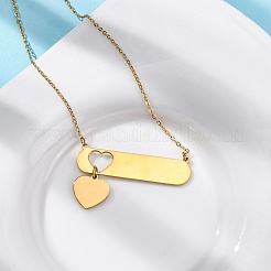 Placcatura ionica (ip) 304 acciaio inossidabile ciondolo a forma di cuore collane a catena per le donne&nbsp;NJEW-P320-01A-G