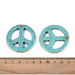 Gefärbte synthetische türkisfarbene Peace-Zeichen-Anhänger&nbsp;TURQ-T004-31A