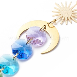 Decorazioni pendenti con perline di vetro ottagonale placcato&nbsp;HJEW-JM00775-03