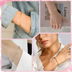 20 bracelet en acier inoxydable avec chaîne et trombones&nbsp;BJEW-ME0001-15