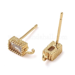 Messing Mikro Pflaster Zirkonia Ohrstecker Ohrringe Zubehör&nbsp;KK-K364-01G